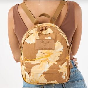 ALOHAS Brown and Yellow Floral Backpack